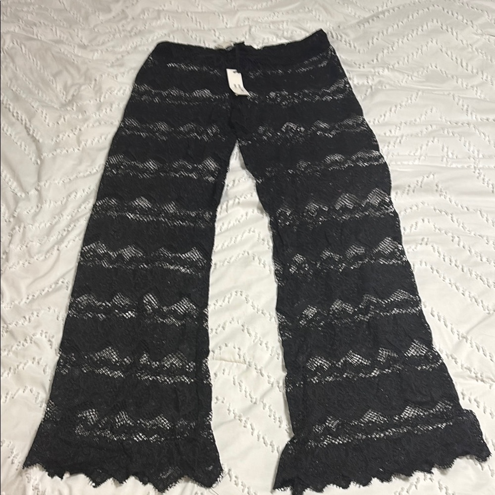 Black Lace swimsuit coverup Wide-Leg Pants